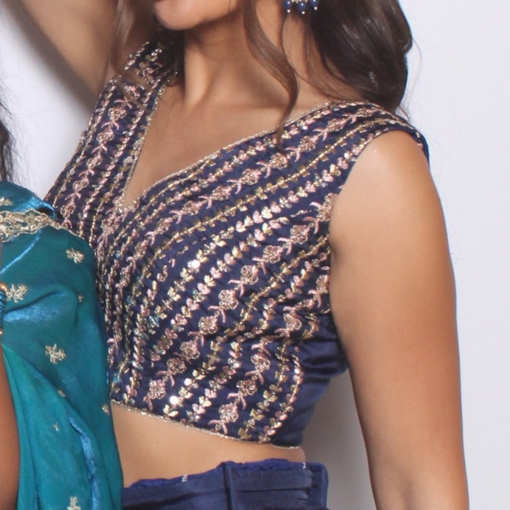 Lehenga blouse - navy - Picture 4 of 4